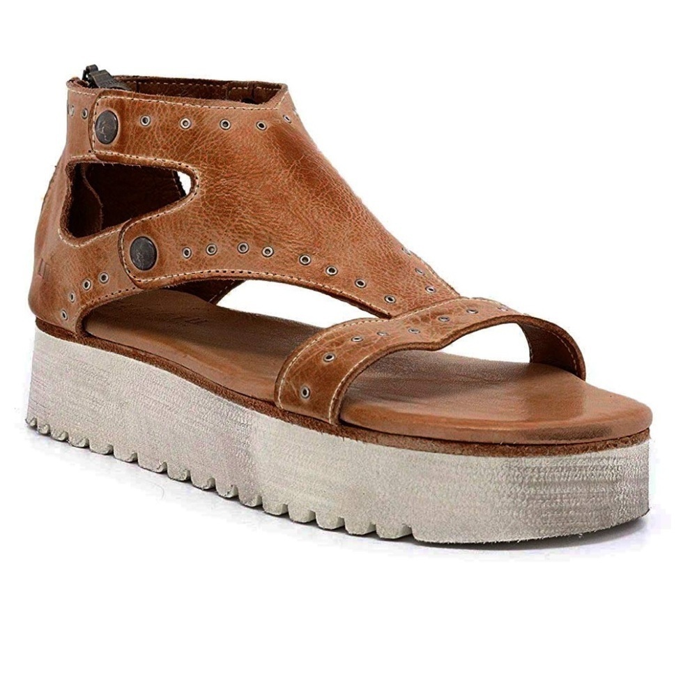 Bed Stu Platform Leather Sandals Shoe Size:9.5 Tan Brown Gladiator Flatform